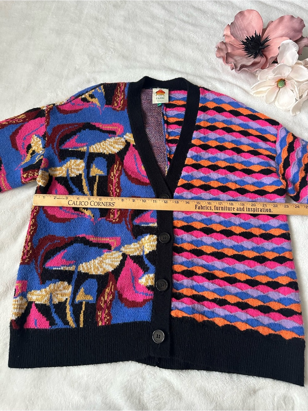 Farm Rio Mixed Mushrooms Knit Cardigan Medium - Picture 9 of 15